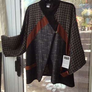 Crisscross Front Jacket With Combination Fabrics.